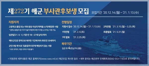 해군은 제272기 해군 부사관후보생을 모집한다. (사진=해군본부 제공)