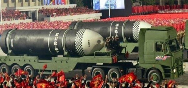 북한이 선보인 신형 잠수함발사탄도미사일(SLBM).(사진 출처=국방백서) 