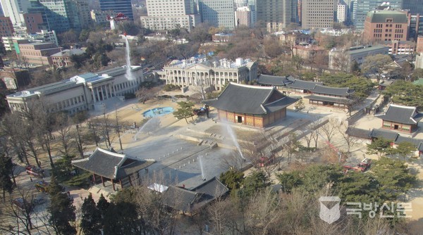 소방헬기를 동원한 덕수궁 화재 예방훈련