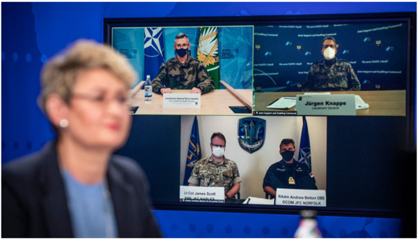​‘확고한 방어(Steadfast Defender 2021)’ 준비 화상회의 모습(사진=NATO 누리집 갈무리)​