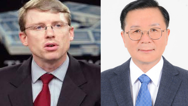 미국방부 데이비드 헬비 인도태평양부찬관보 대행과 김만기 국방정책실장(사진=국방부 제공)