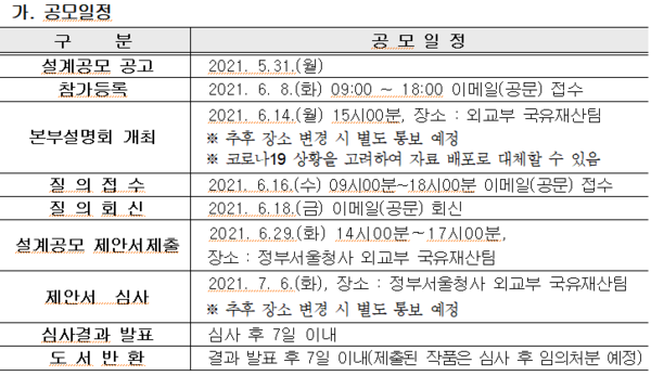                                    공모일정(외교부 홈페이지)