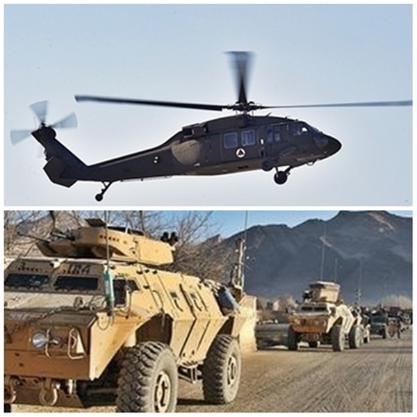 미국이 아프가니스탄 정부군에 제공한 무기들. 상당량이 탈레반에 탈취당한 것으로 추정되고 있다.(국방신문 자료 사진)