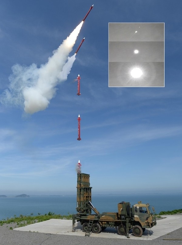 국방부가 전력화를 서두르고 있는 국산 정밀유도무기 천궁-Ⅱ 시험발사.(사진=방위사업청 제공)