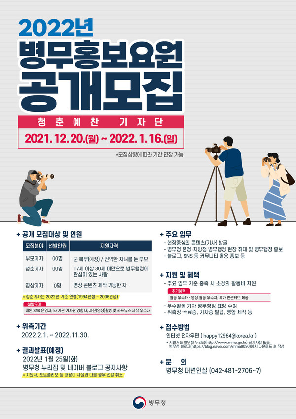 2022년 기자단 모집공고문. (자료=병무청 제공)