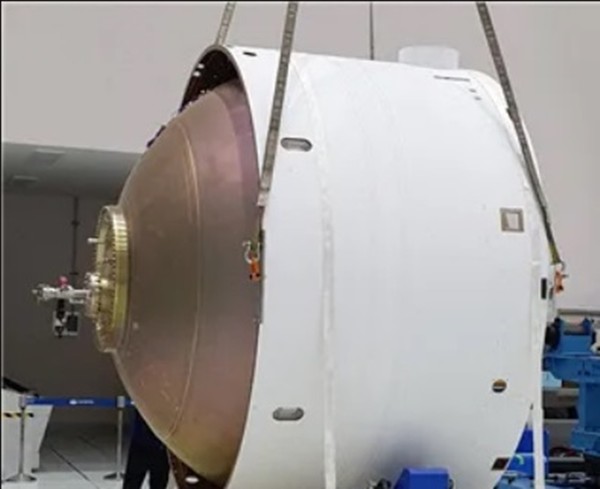 누리호 3단 엔진에 설치된 산화제 탱크 외형.(자료 사진=과기정통부 제공)