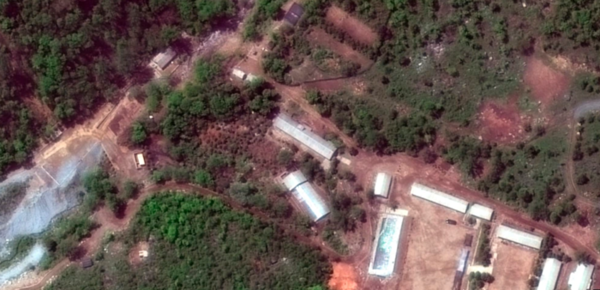 지난 2018년 5월 23일 북한이 폭파 하루 전에 위성사진으로 촬영한 함경북도 길주군 풍계리 핵실험장.(국방신문 자료 사진)