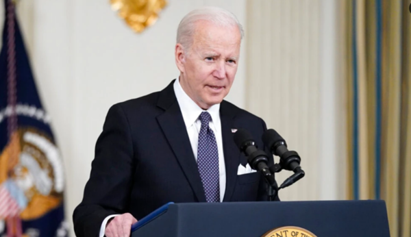 조 바이든 미국 대통령이 28일(현지시간) 워싱턴D.C. 백악관에서 러시아의 우크라이나 침공과 블라디미르 푸틴 대통령에 관한 입장을 밝히고 있다.(사진=AP연합뉴스)