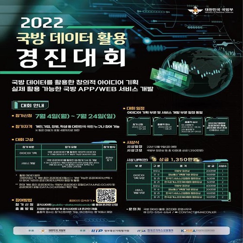 국방부는 ‘2022 국방 데이터 활용 경진대회’를 개최한다고 4일 밝혔다. (포스터=국방부 제공) 