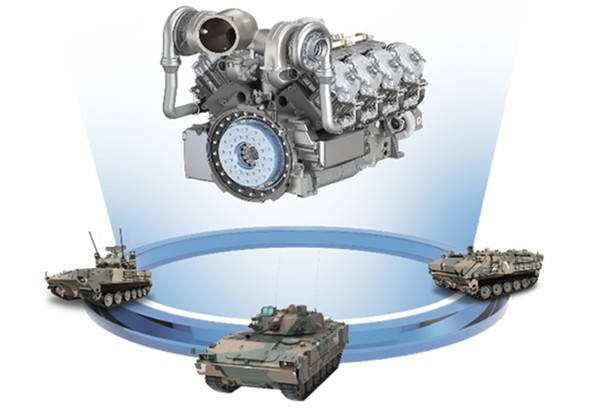 한국군 궤도차량용 범용 디젤엔진 모형도.(사진=STX엔진 제공)