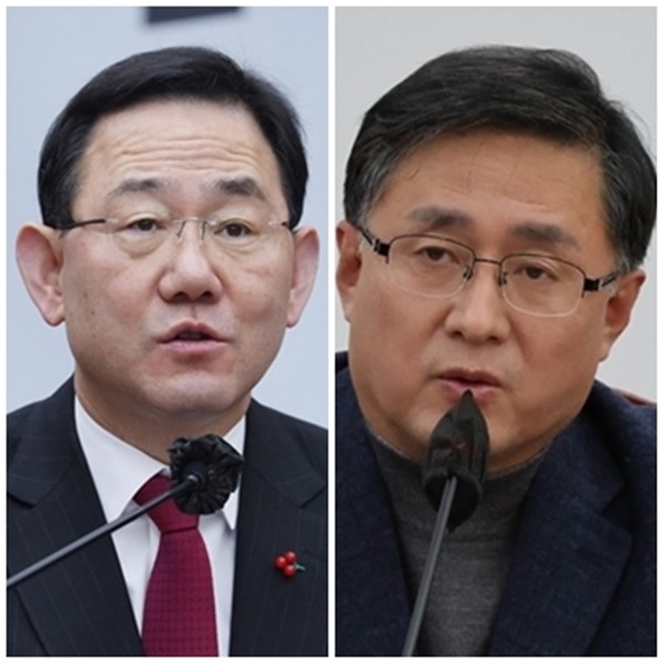 주호영 국민의힘 원내대표(왼쪽)와 김성환 더불어민주당 정책위의장.(사진=연합뉴스)