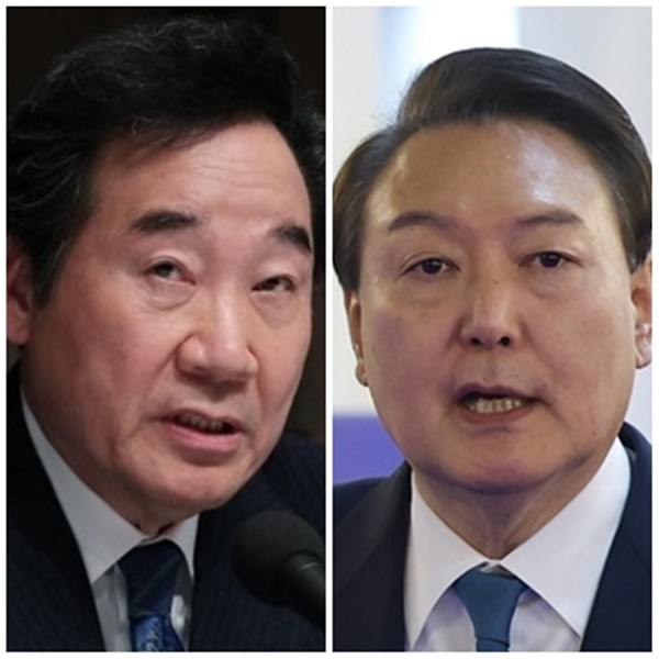 윤석열 대통령(왼쪽)과 이낙연 전 국무총리.(자료 사진=대통령실, 연합뉴스)