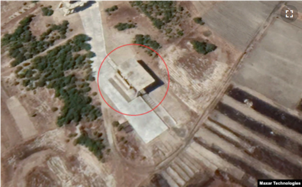 북한 함경남도 마군포 엔진시험장의 고체 엔진 시험대.(사진=Maxar Technologies 제공)