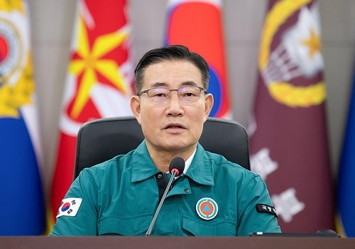 신원식 국방부 장관이 7월 17일 ‘북 도발 및 재해재난 대비 긴급 지휘관회의’를 주관하고 있다. (사진=국방부 제공)